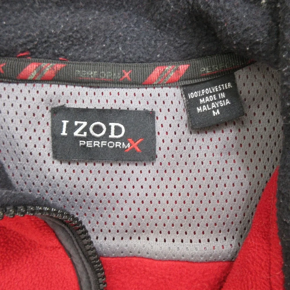 IZOD PerformX Men's Fleece Full Zip Vest Size M Red Performance PFX Stand Collar